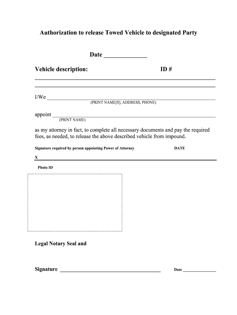 Vehicle Release Form